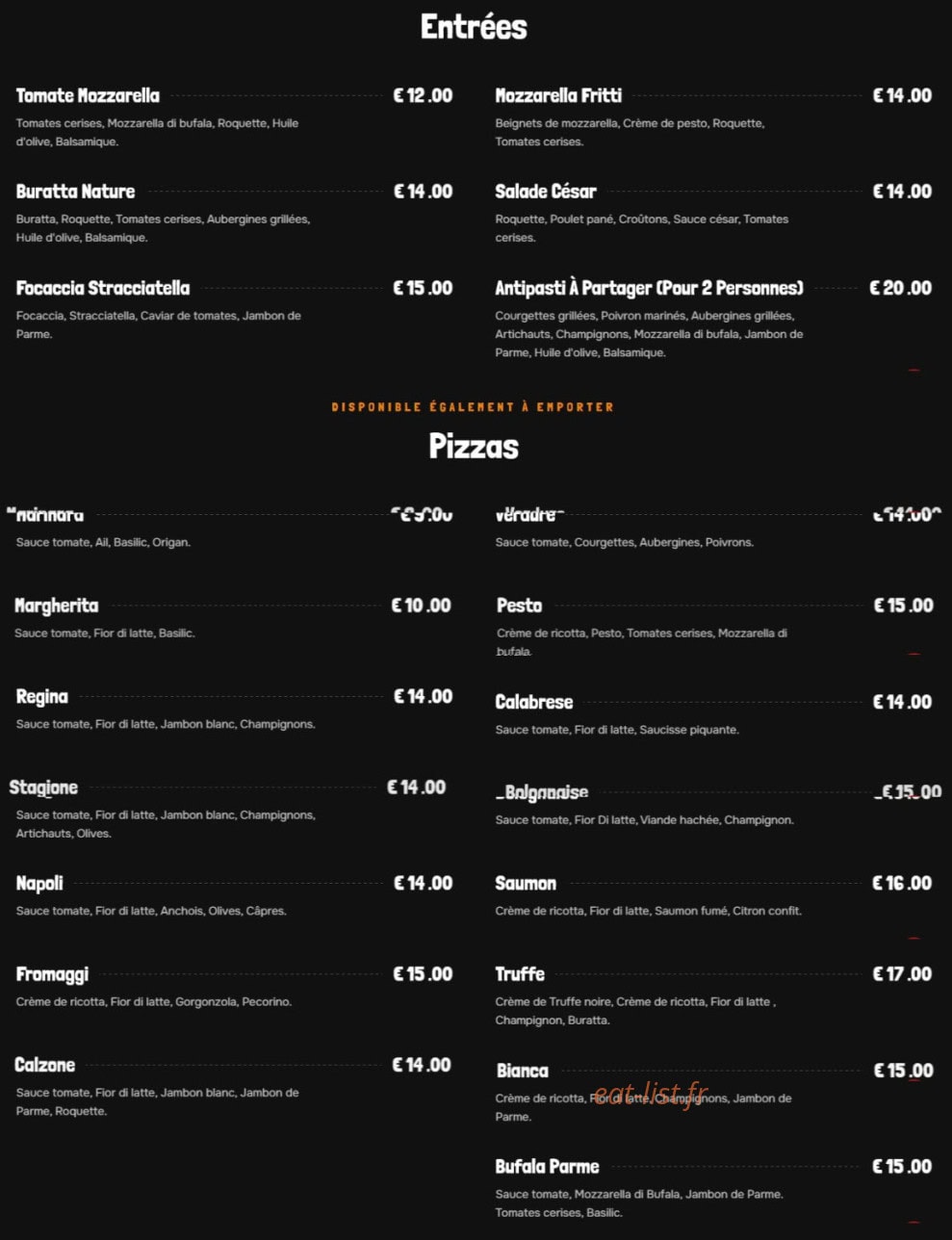 Chez Marco — carte page 1
