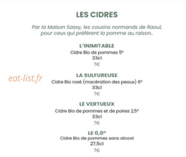 Chez Raoul — carte page 16