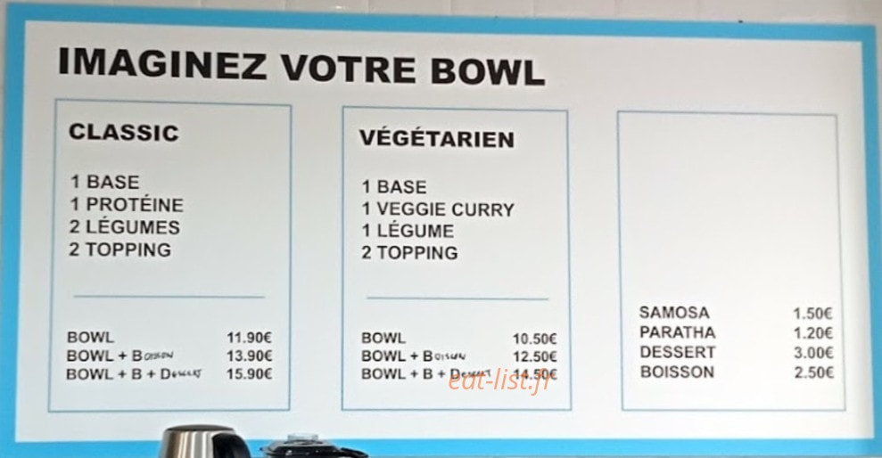 Curry Bowl — carte page 1