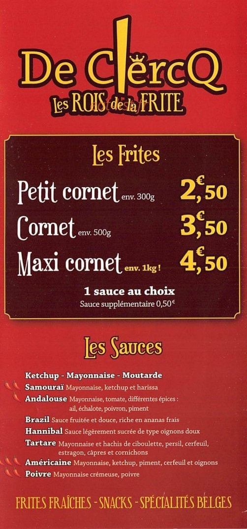 De clerc le roi de la frite — carte page 3