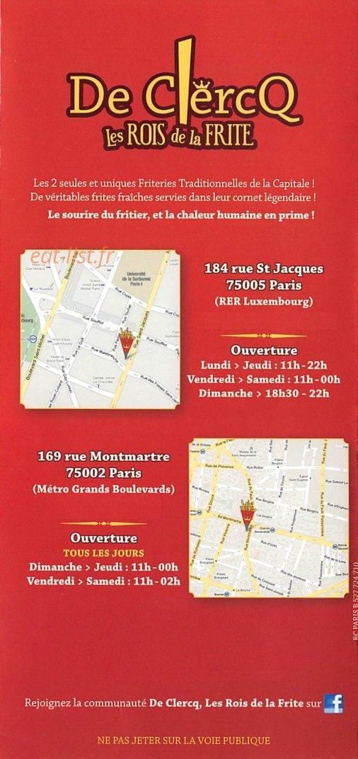 De clerc le roi de la frite — carte page 5