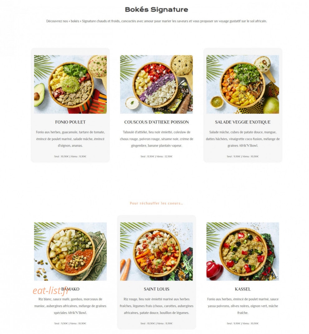 Djaam Fresh Food — carte page 1