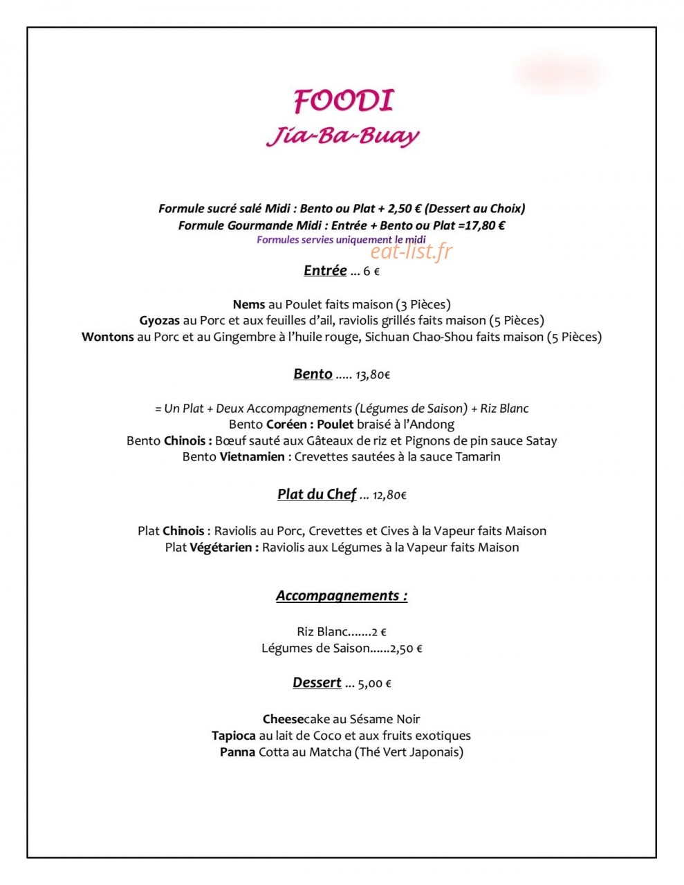 Foodi Jia-Ba-Buay — carte page 1