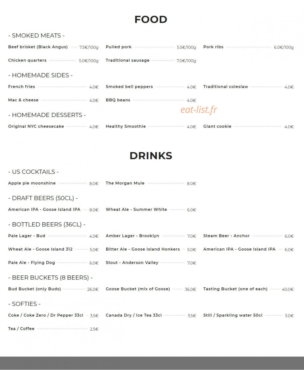 Freddy's BBQ — carte page 1