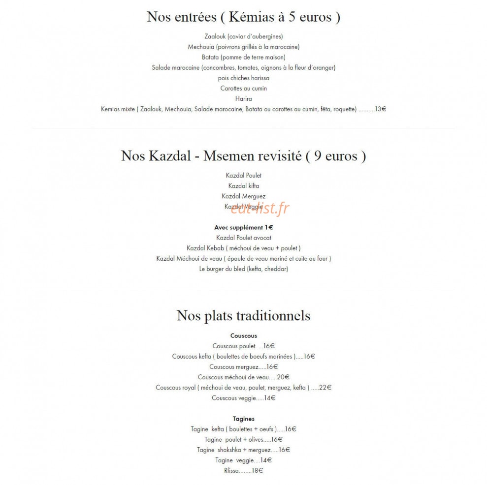 Gamila cantine — carte page 1