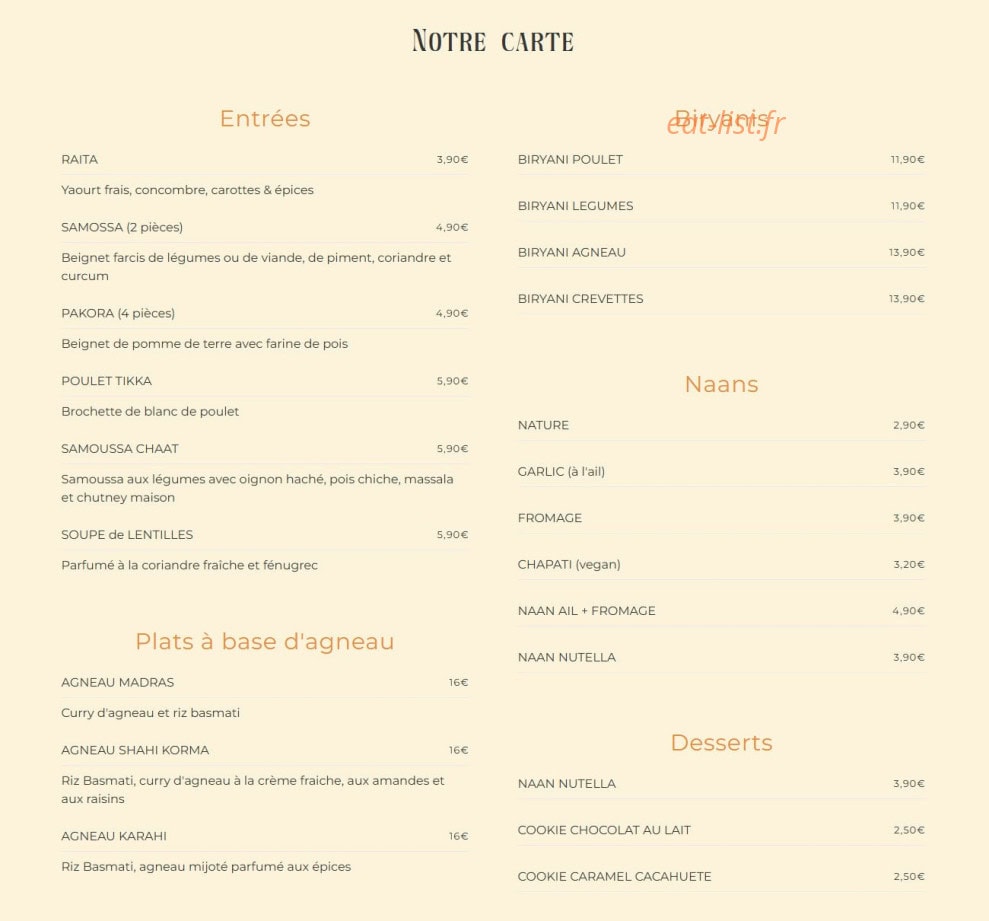 Kurry Up — carte page 1