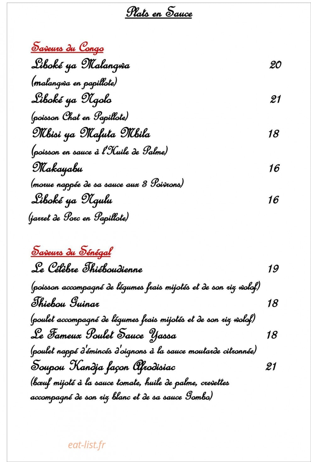 L'Afrodisiac — carte page 2