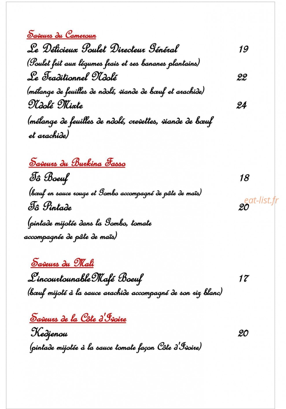 L'Afrodisiac — carte page 3