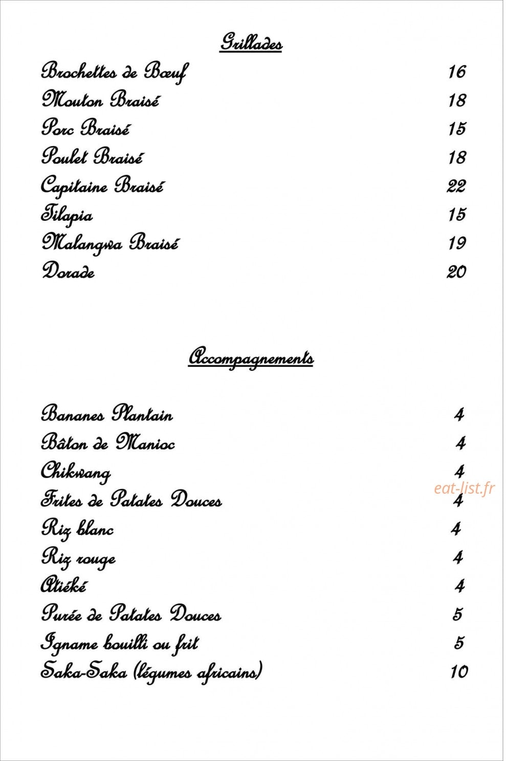 L'Afrodisiac — carte page 4