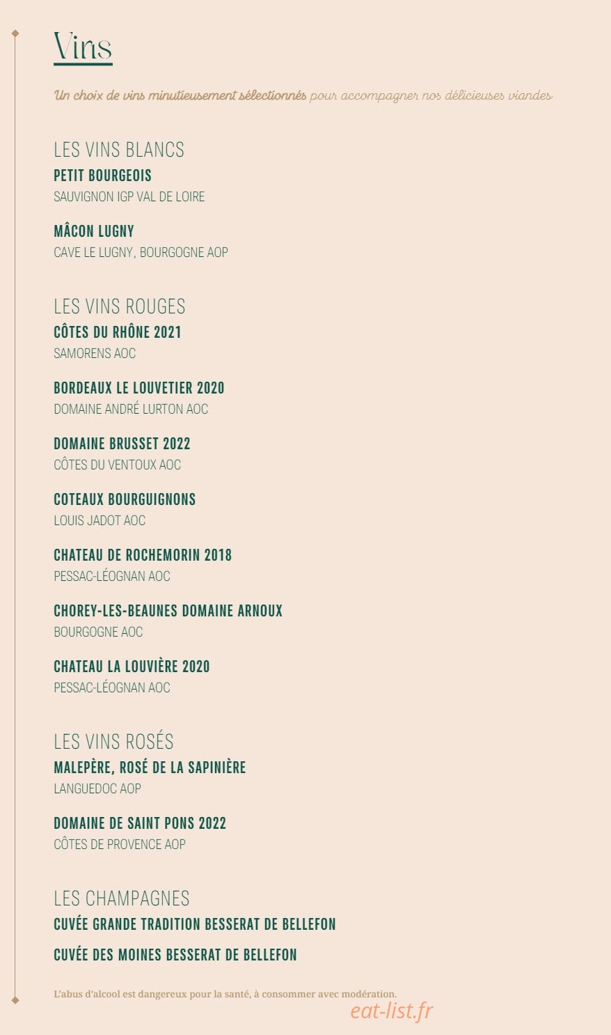 L'Atelier Entrecôte & Volaille — carte page 4