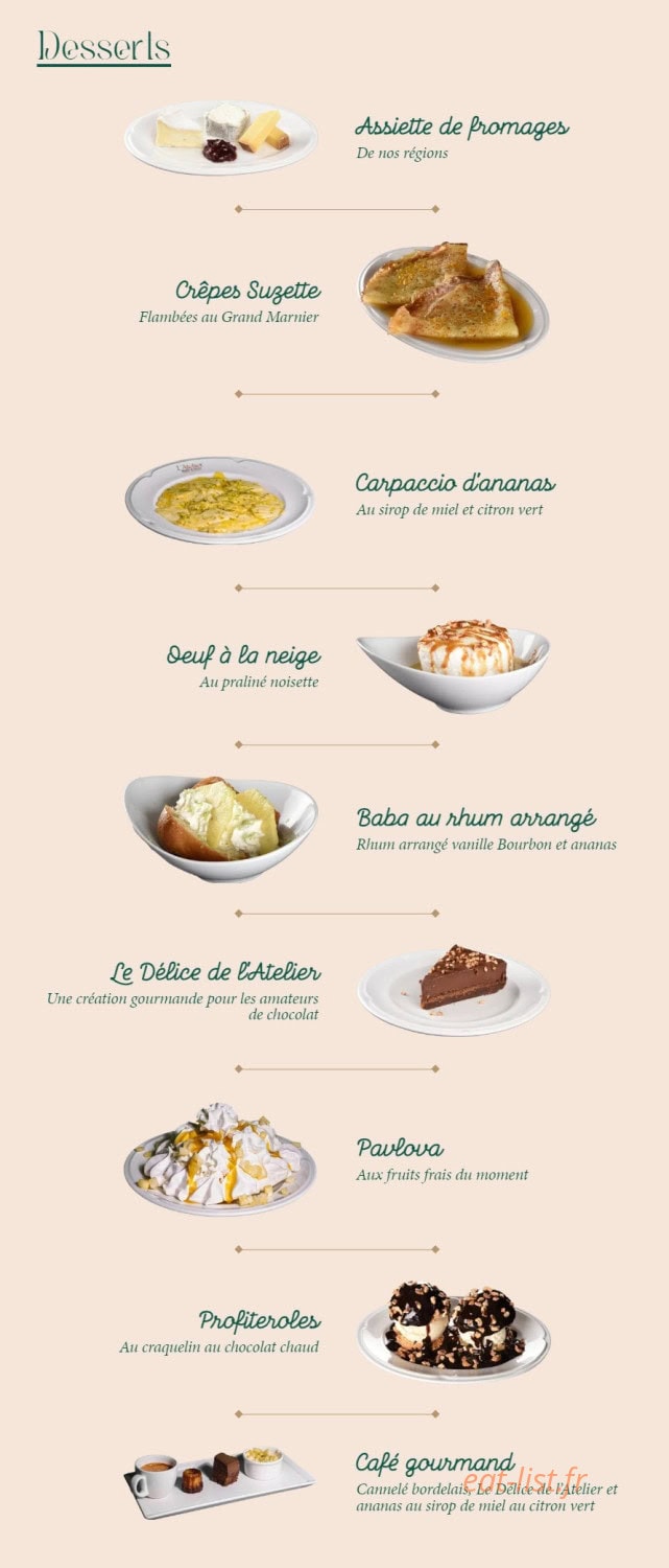 L'Atelier Entrecôte & Volaille — carte page 2