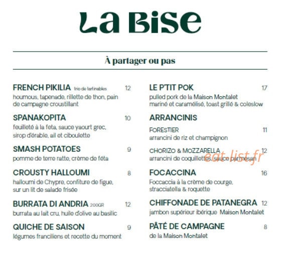 La Bise — carte page 1