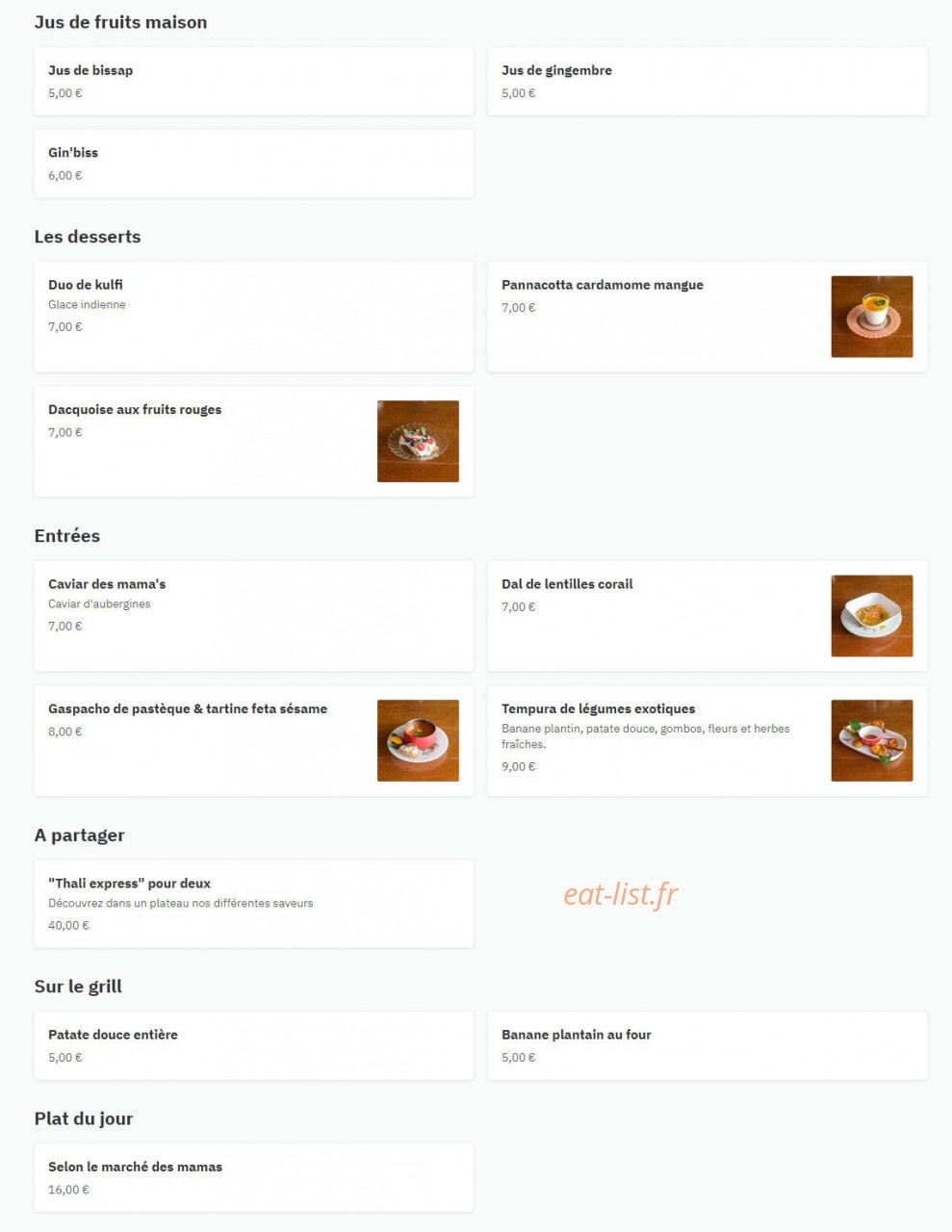 La Cantine des Mama's — carte page 2