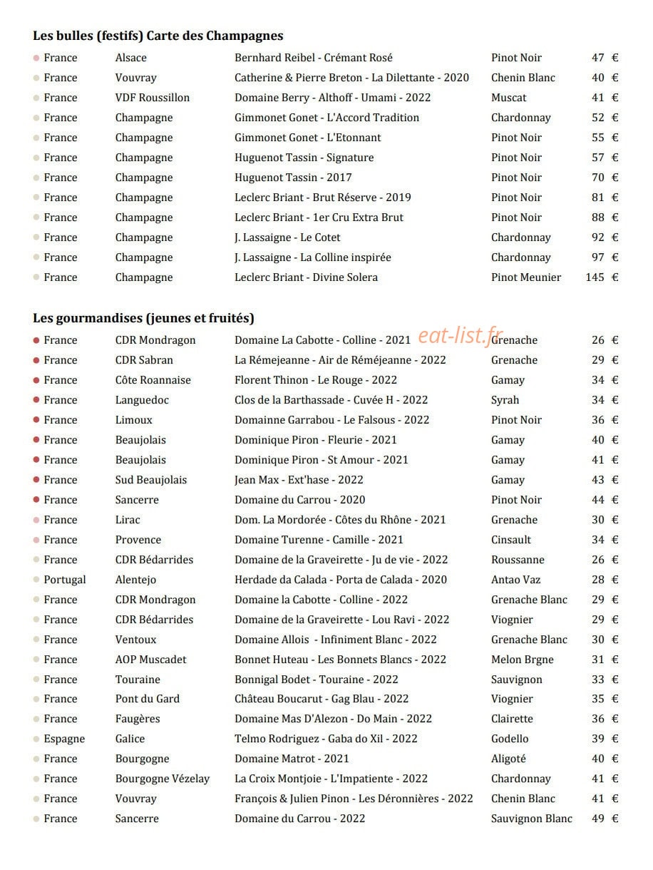 La Cave de Martin — carte page 5