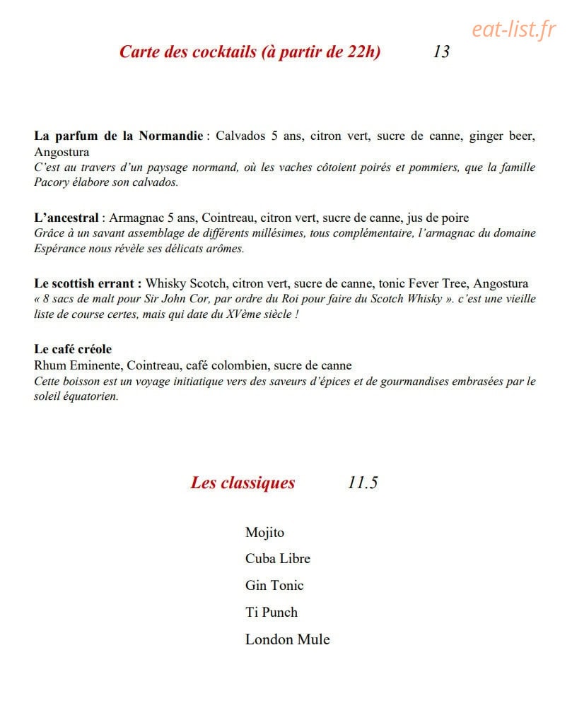 La Cave de Martin — carte page 12
