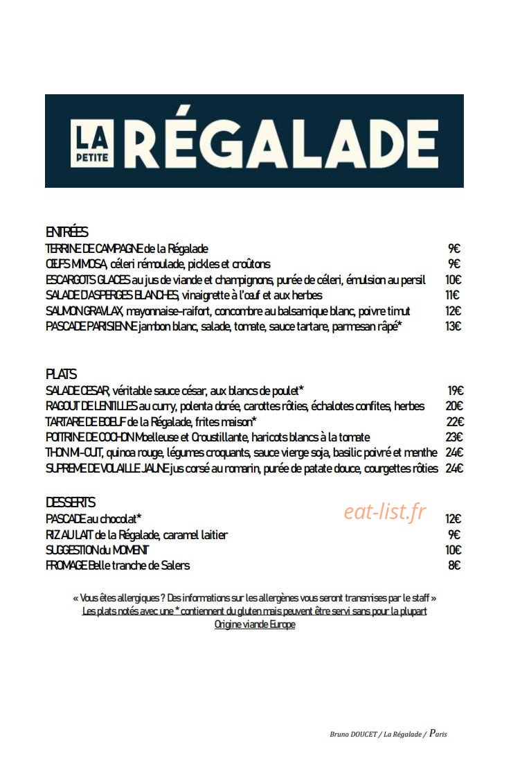 La Petite Régalade — carte page 1
