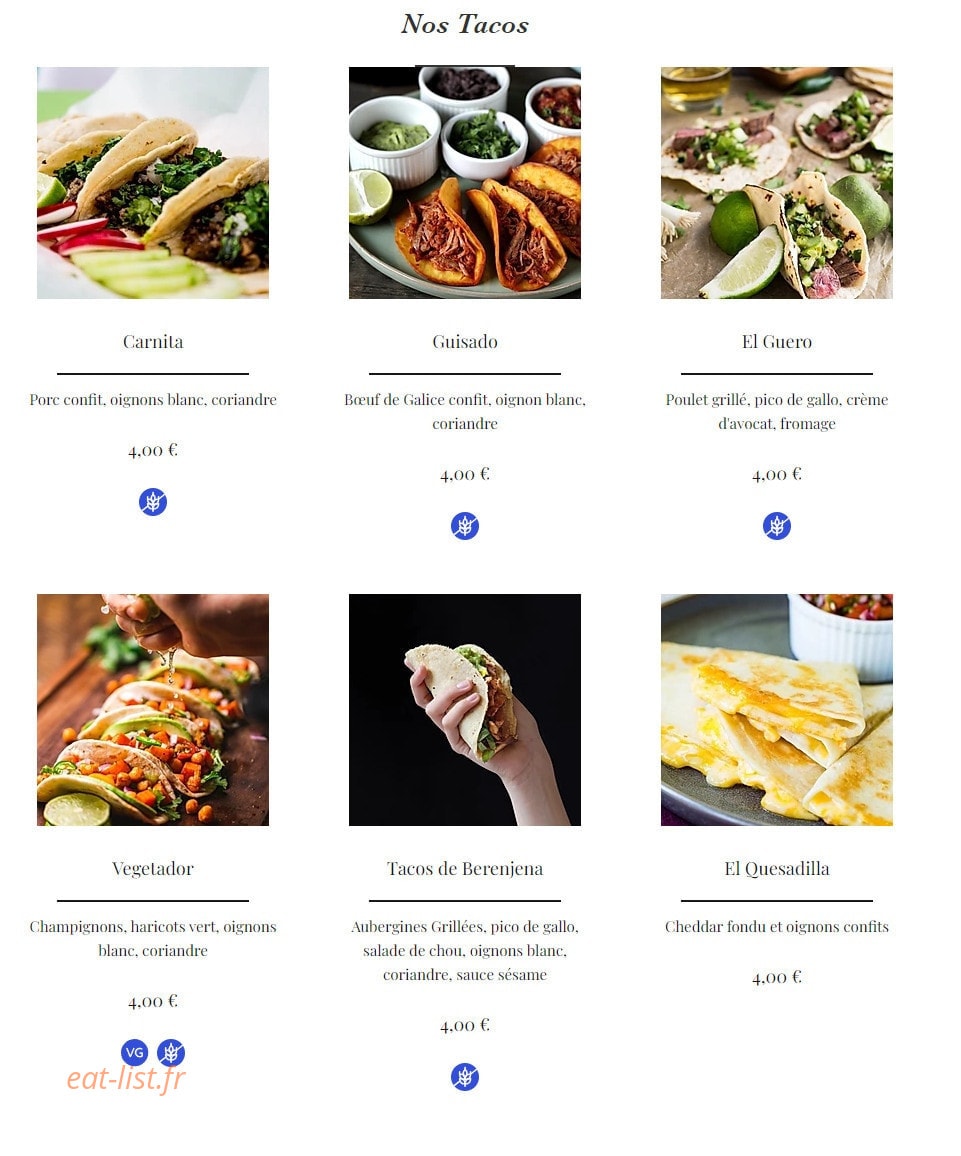 La Taqueria de Angel — carte page 1