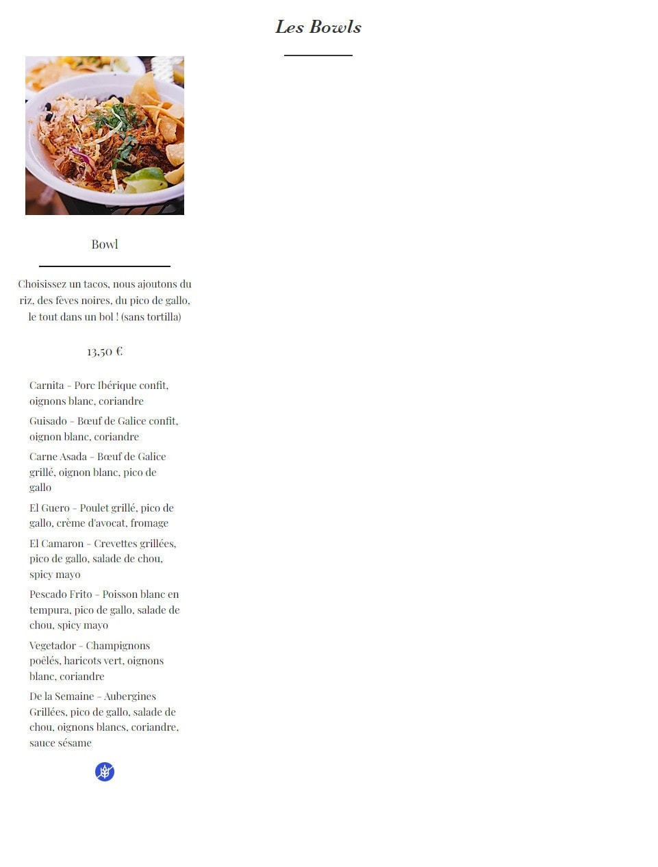 La Taqueria de Angel — carte page 2