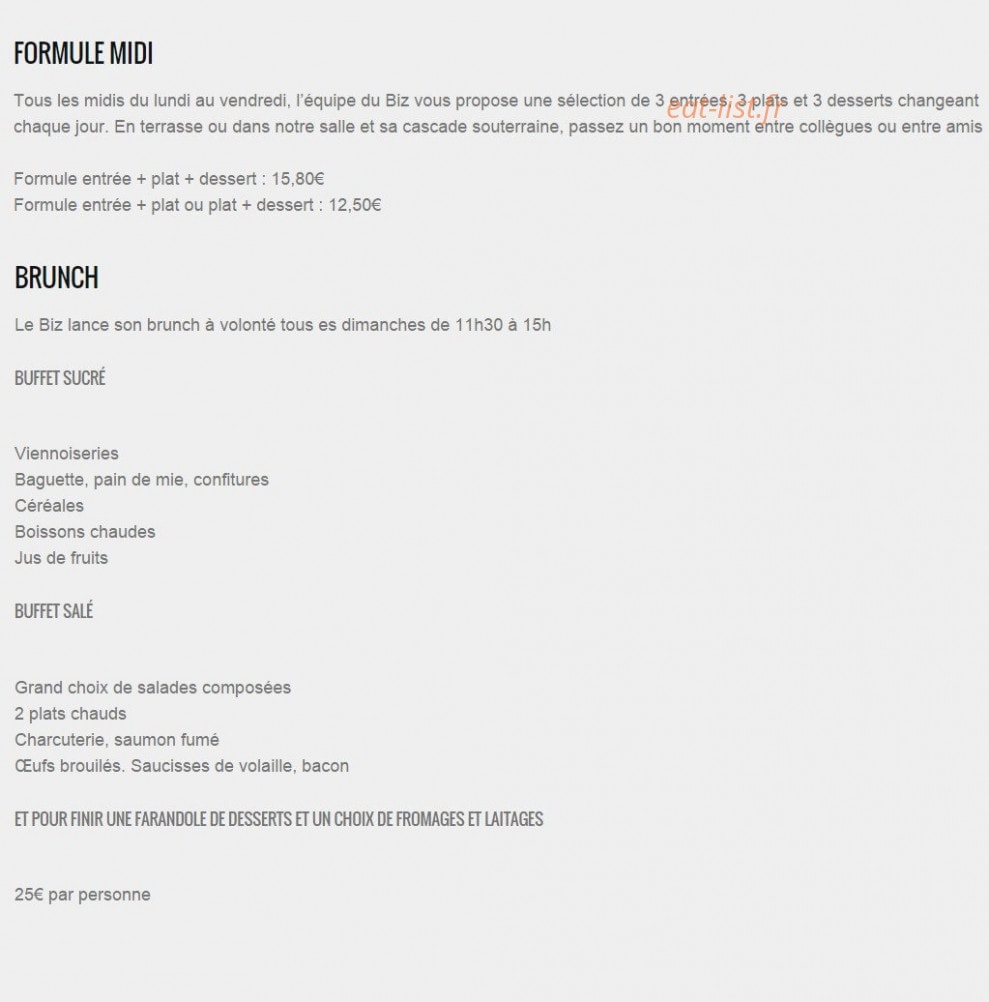 Le Biz — carte page 3