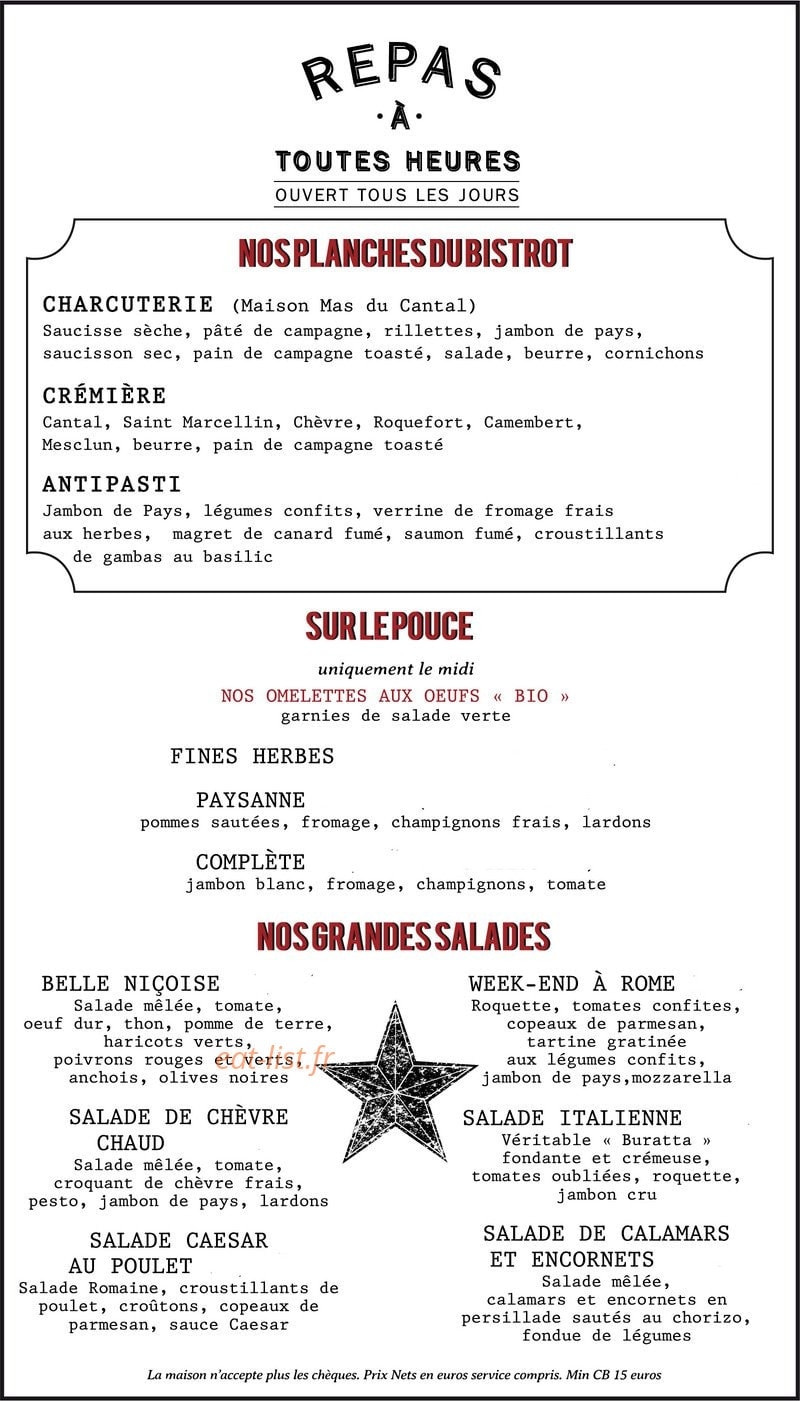 Le Café du Centre — carte page 1