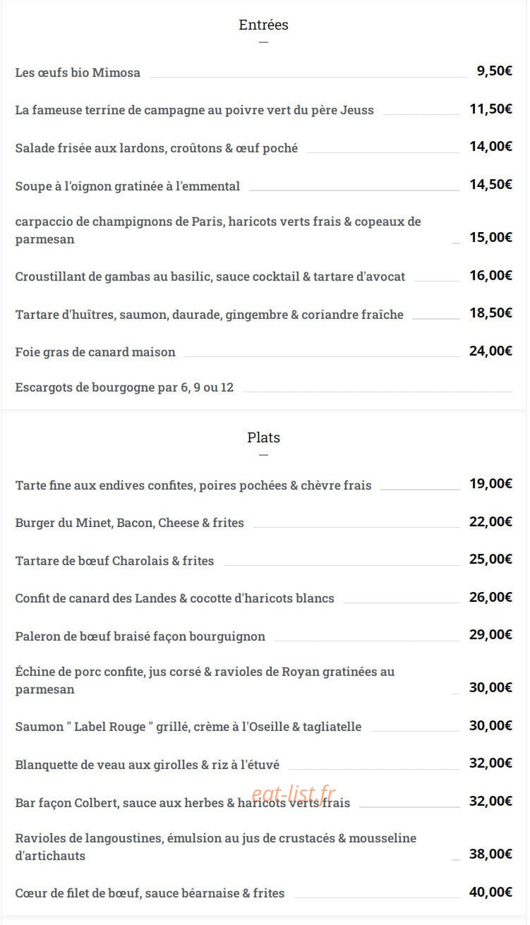 Le Minet Galant — carte page 1