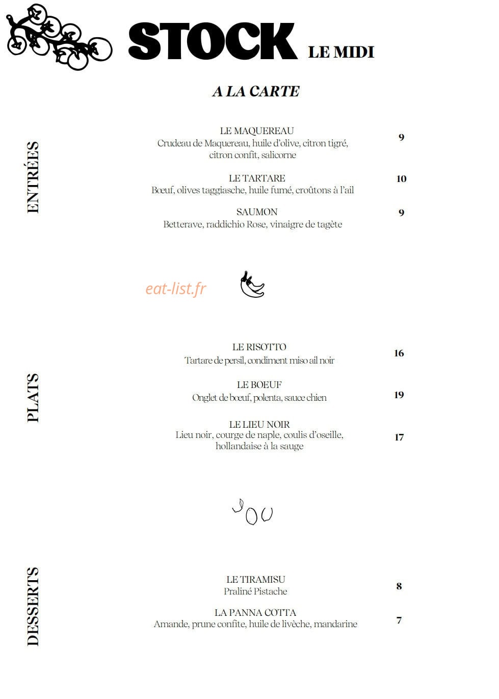 Le Stock — carte page 1