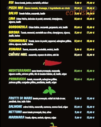 Les Artisans de la Pizza — carte page 3