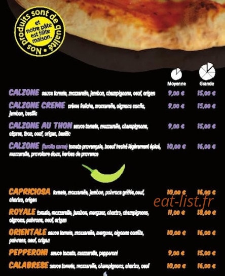 Les Artisans de la Pizza — carte page 4
