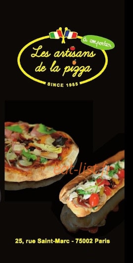 Les Artisans de la Pizza — carte page 1