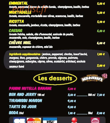 Les Artisans de la Pizza — carte page 7