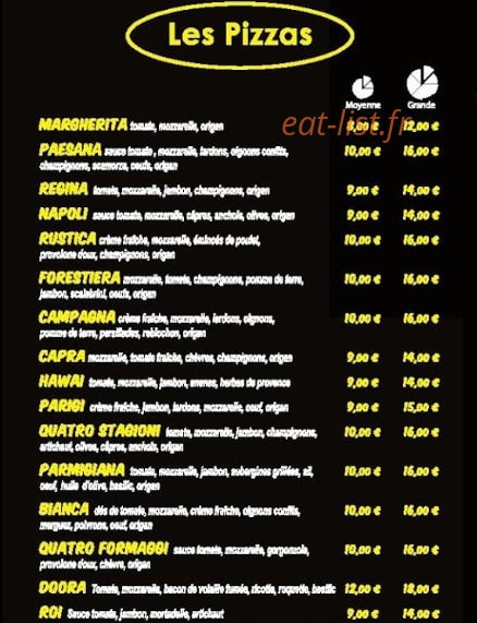 Les Artisans de la Pizza — carte page 2