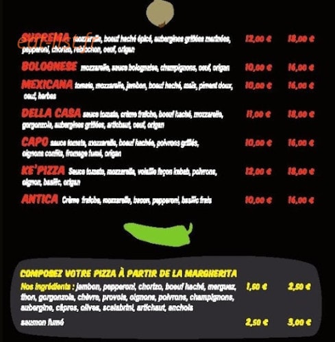 Les Artisans de la Pizza — carte page 5