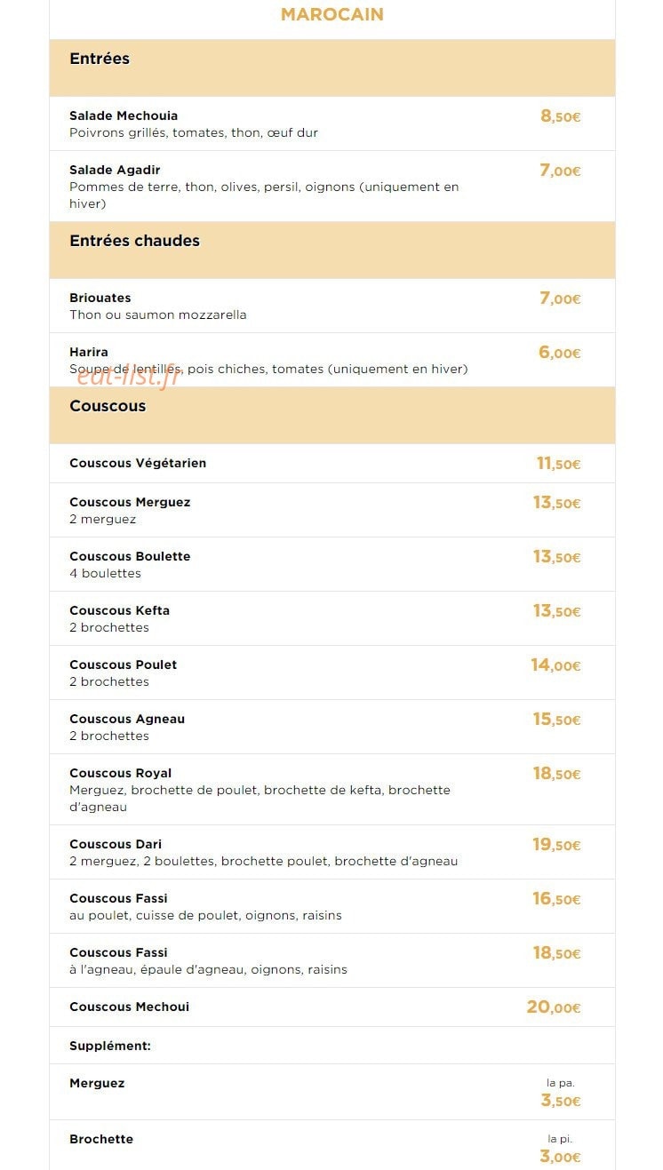 Les Saveurs de l'Orient — carte page 4