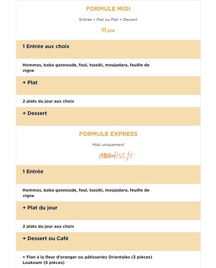 Les Saveurs de l'Orient — carte page 7
