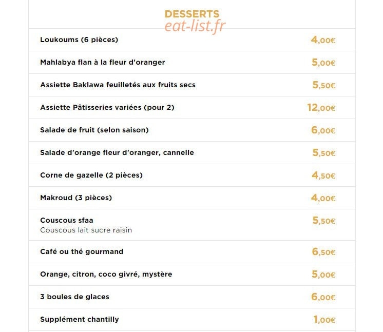 Les Saveurs de l'Orient — carte page 6