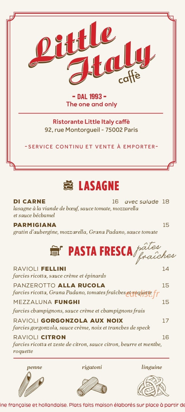 Little Italy Caffe — carte page 2