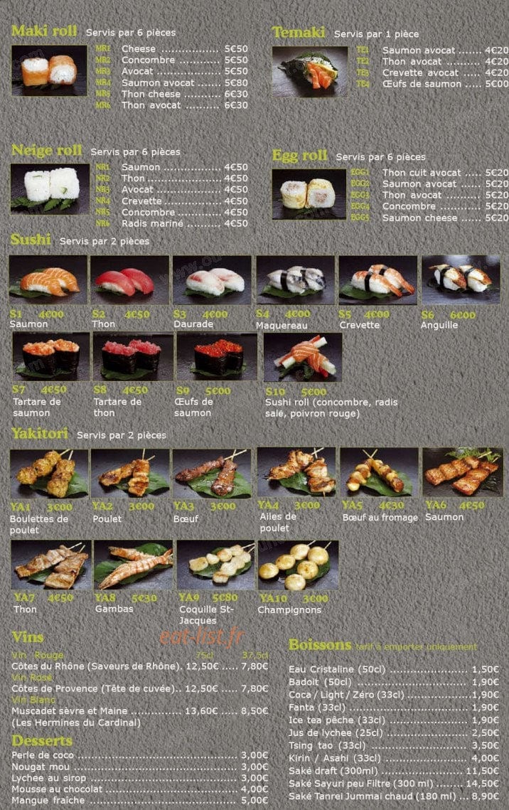 M Sushi — carte page 6