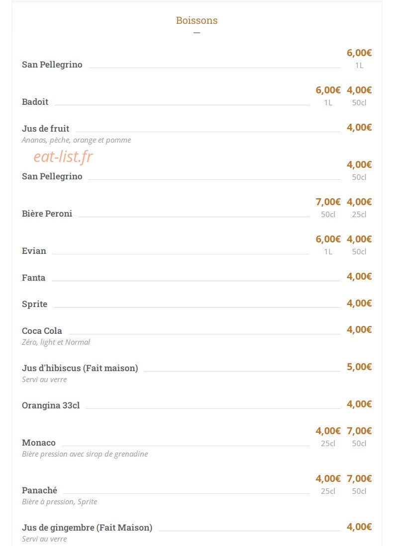 Malibu African Food — carte page 3