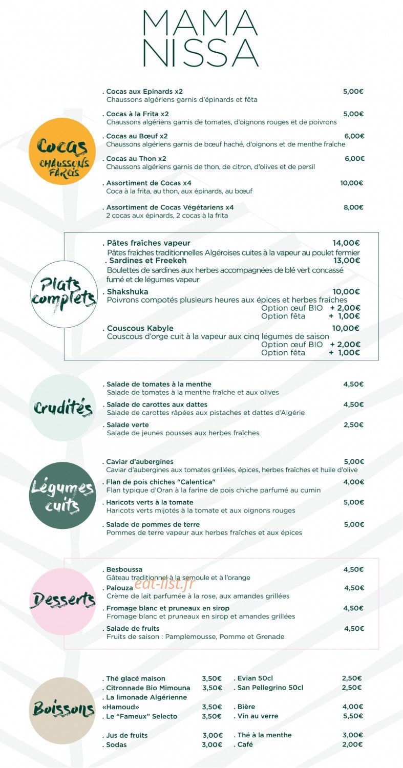 Mama Nissa — carte page 1