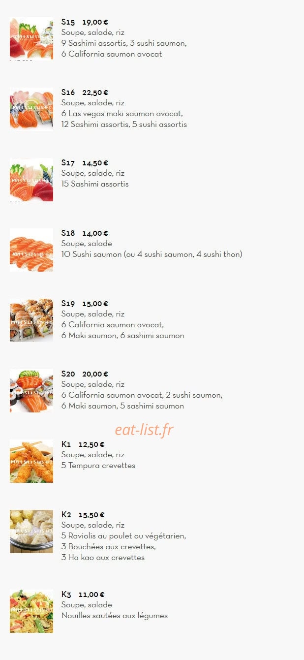 Matsu Sushi — carte page 21