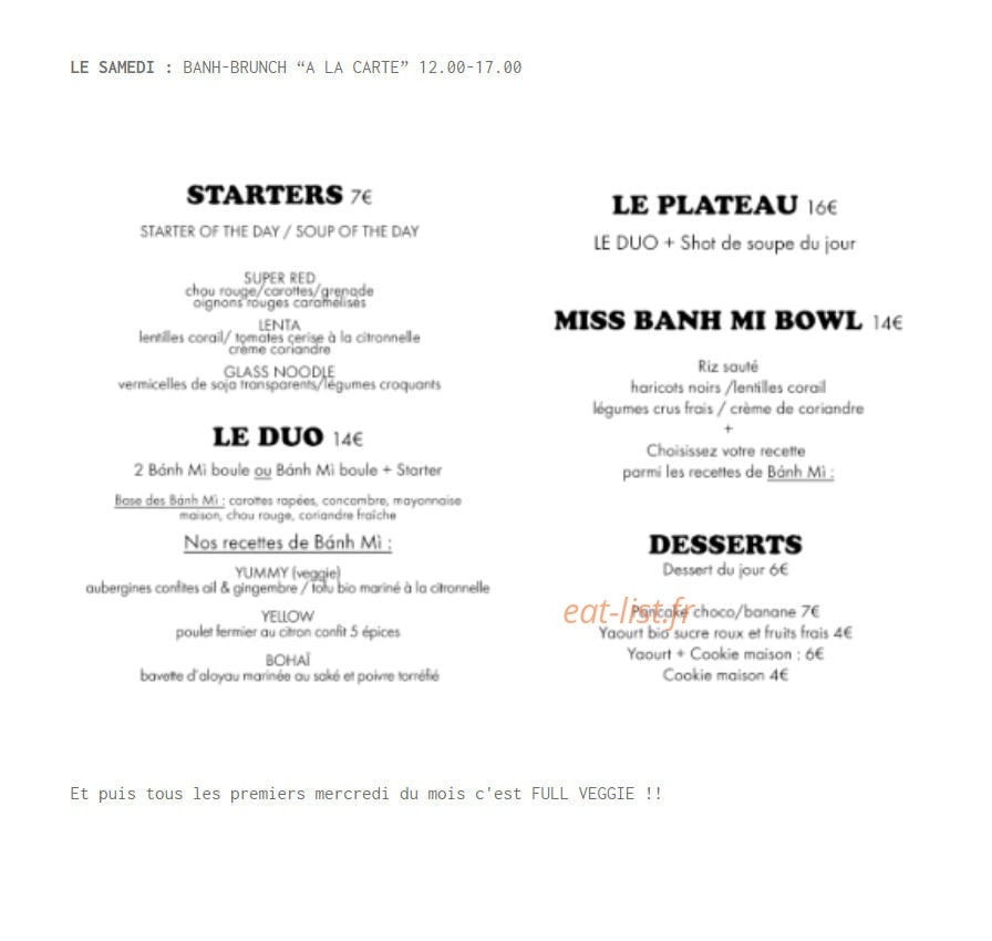 Miss Bánh mì — carte page 3