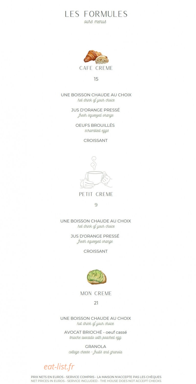 Mon Creme — carte page 2