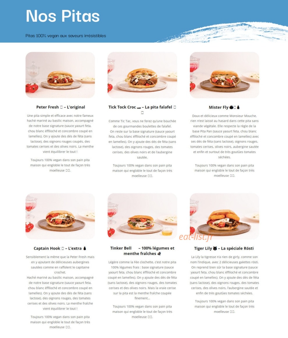 Pita Pan — carte page 2