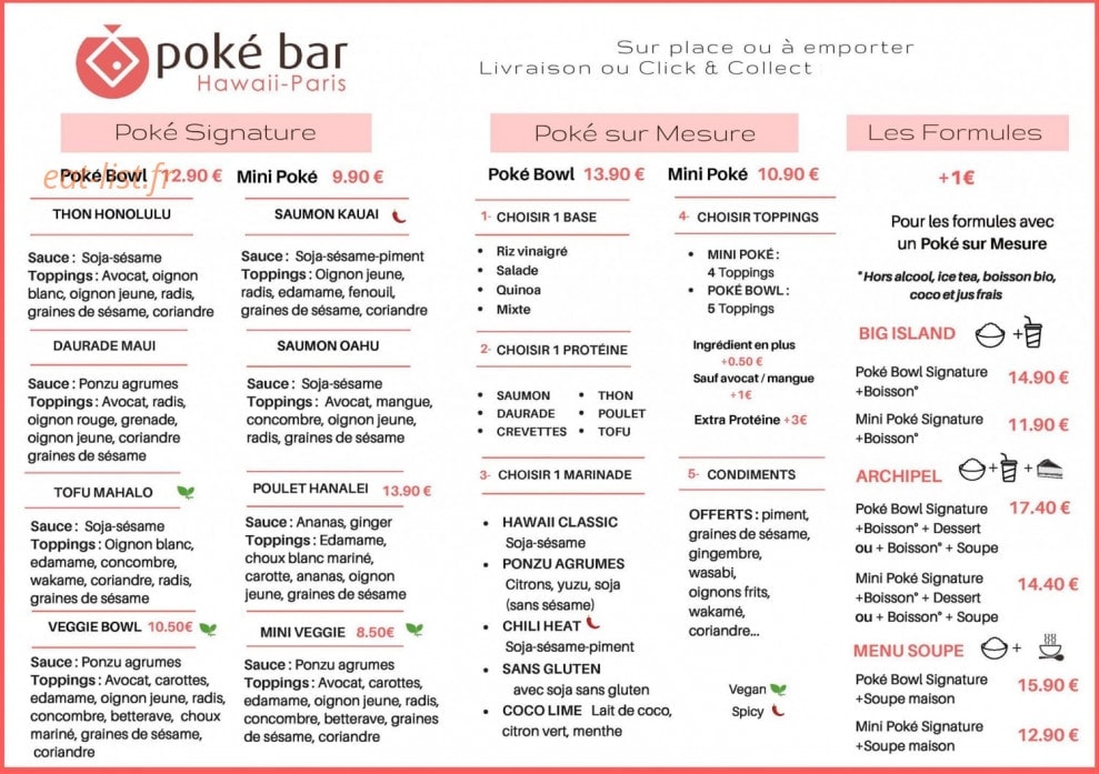 Poké Bar — carte page 1