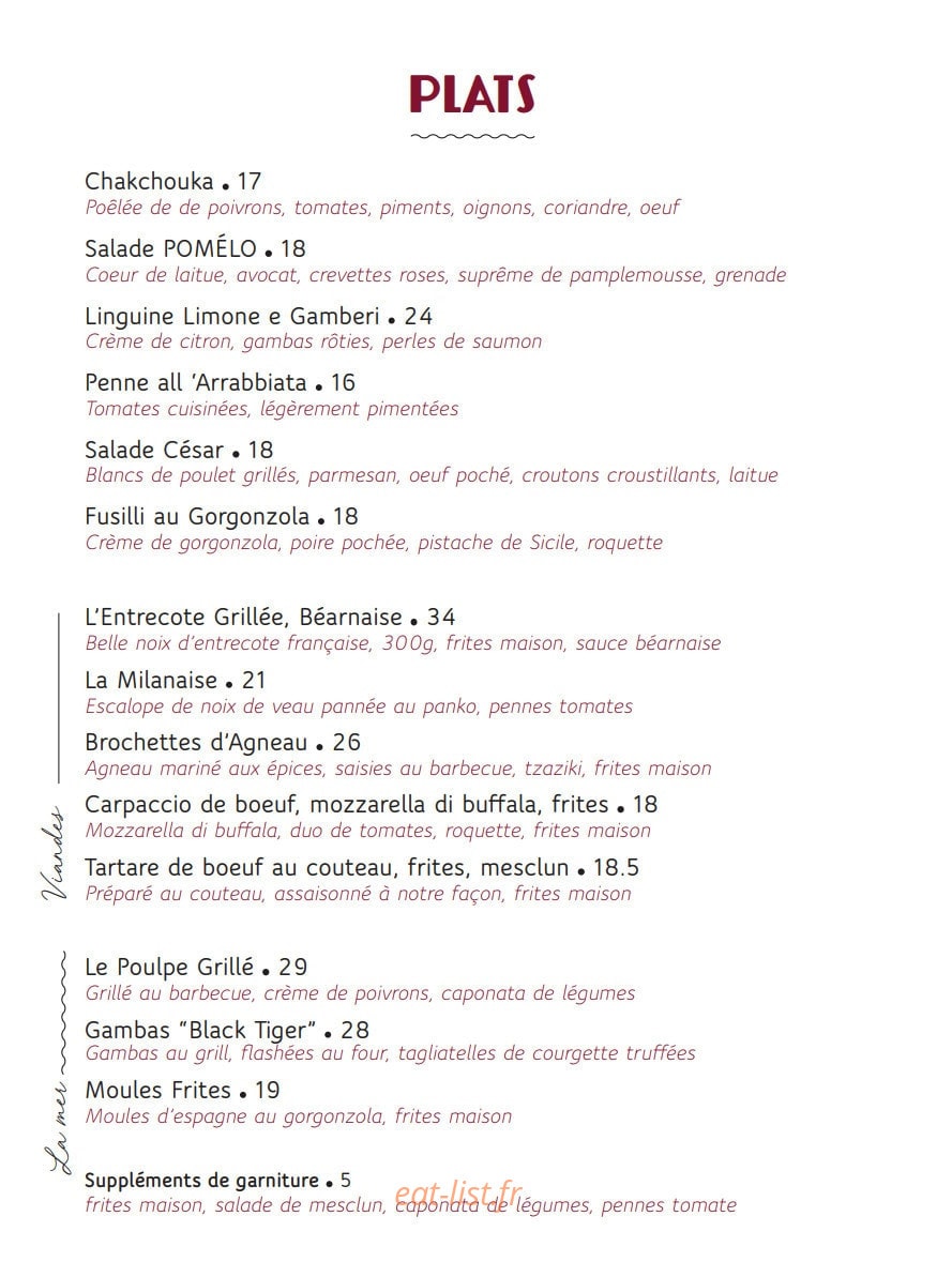 Pomelo Bistrot — carte page 3