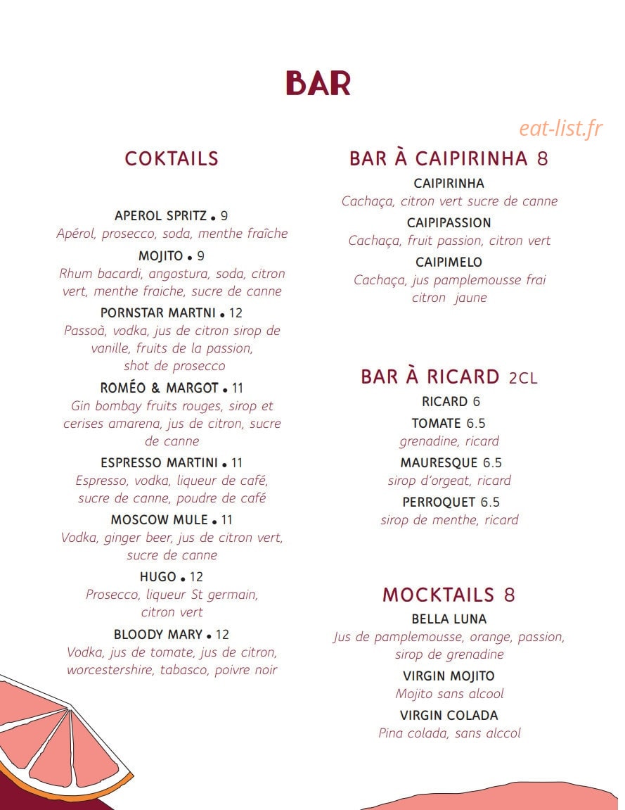 Pomelo Bistrot — carte page 9