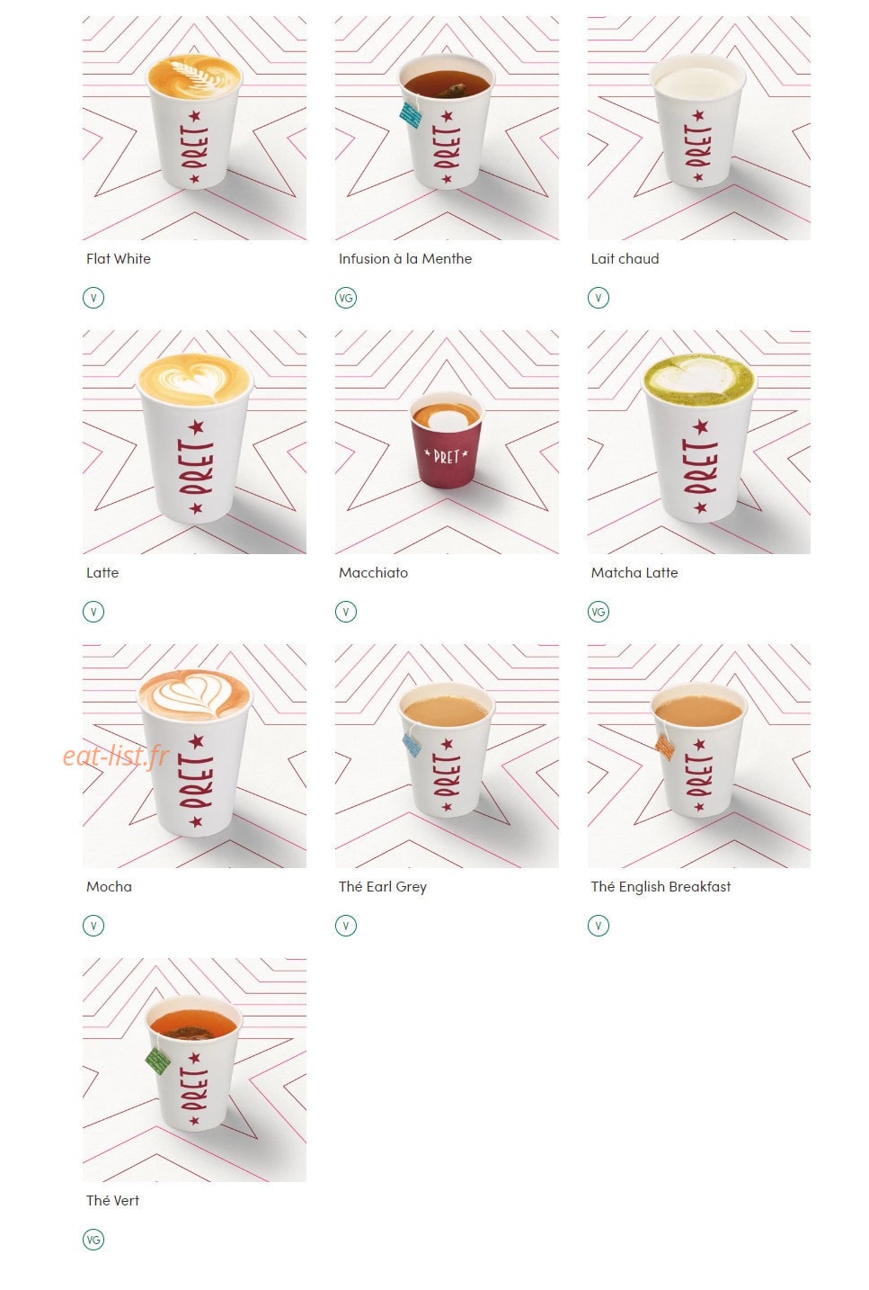 Pret A Manger — carte page 17