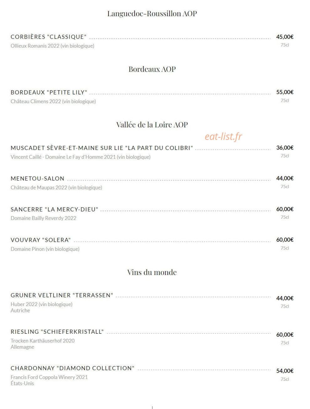 Public House Paris — carte page 12