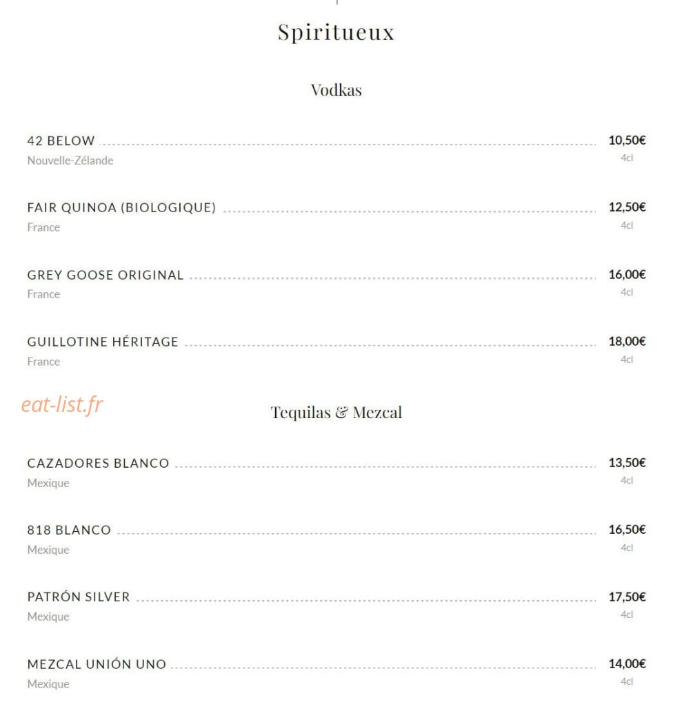 Public House Paris — carte page 18