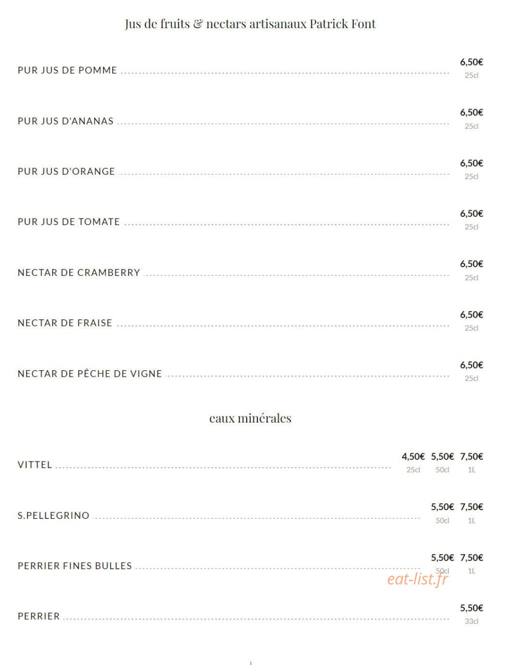 Public House Paris — carte page 16
